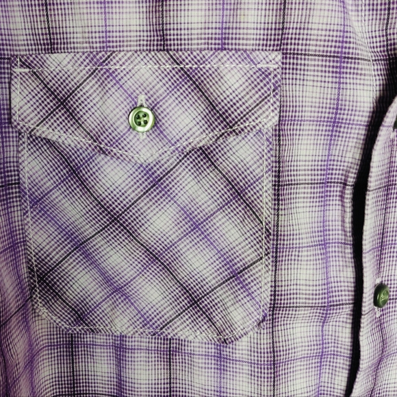 Apt. 9 Men's Purple Plaid Button Down Shirt with Front Pockets, Size M - Picture 7 of 7